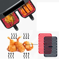 Silicone Air Fryer Liner Pad Reusable Non-Stick Steamer Pad Square Oven Baking Mat Kitchen Cooking Mat Air Fryer Accessory