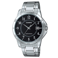 CASIO 經典復古時尚簡約指針紳士日曆腕錶-黑色(MTP-V004D-1B)/40mm