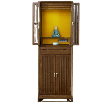 CX Solid Wood Buddha Niche New Chinese Style Clothes Closet Home with Door Altar God of Wealth Cabinet Shrine