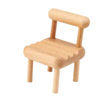Mini Furniture Stool Solid Wood Phone Stand Mini Stool Wooden Phone Stand Chair Phone Stand Base