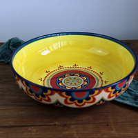 外貿小清新陶瓷餐具波西米亞12英寸大果盆 和面碗酸菜魚碗
