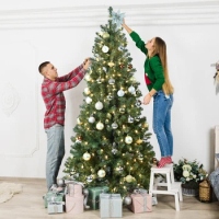 Artificial Christmas Tree Halloween PVC DIY Easy Assembly Prelighted Holiday Xmas Tree with Sturdy Stand 4/5/6/7/7.5/8/9 FT