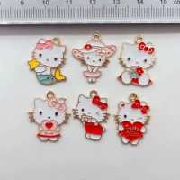 10pcs Cute Cartoon Enamel Lucky Cat Charms Metal Animals Charms Pendants Fit Bracelets Keychain DIY Jewelry Accessories