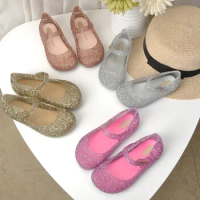 Mini Melissa Girls' Sandals 2024 Summer New Baotou Bird Nest Jelly Shoes Girl Princess Beach PVC Soft Shoes Wading shoes