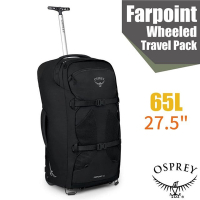 【OSPREY】Farpoint Wheels 伸縮拉桿拖輪自助旅行背包 65L/27.5吋.登機包.行李袋.行李箱_黑