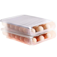 2PCS Auto Scrolling Egg Storage Holder, Eggs Storage Rack Refrigerate Food Savers Eggs Plastic Space Saver Gray