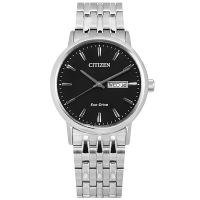CITIZEN / 光動能 藍寶石水晶玻璃 星期日期 不鏽鋼手錶-黑色/37mm