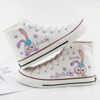 Disney shoes High Top Canvas Sneakers Purple Stella Lou Anime Cosplay For Girls Women Fashion Leisure Sneakers In Spring/Autumn