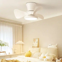 55cm 22Inch LED Ceiling Fans With Light Bedroom Ceiling Lamp Ceiling Fan Lamp Ventilators DC Remote Control Pink 220V ABS blades