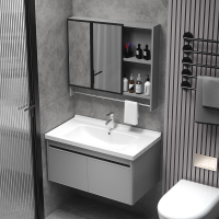 Stainless Steel Bathroom Cabinet With Mirror Sink Toilet StGood Fast To SG orage Cabinet With Mirror Bathroom Sink Toilet Cabinet Waterproof Stone Plate Modern Minimalist Alumimum Nordic Light Lux Package
