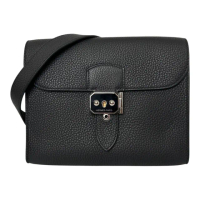 【Hermes 愛馬仕】Sac Adepesh 21 TOGO牛皮 黑銀郵差包 斜背包/U刻(Sac Adepesh 21/郵差包/U刻)