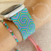 Hot Selling New Design Luxury Miyuki Beads Apple Watch Band Fitness 38/40/42/44 mm Smart Strap for Apple Watch Band