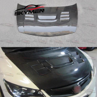 INGS Style Vent Hood For Civic 8th FD FD2R Carbon Fiber Glass Front Engine Rain Guard Bonnet For FD Tuning Replacing Black Trim