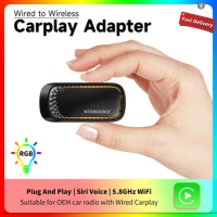 2023 New Mini RGB Carplay AI Box for Apple Car Play Wireless Adapter Car OEM Wired CarPlay To Wireless USB Dongle Plug and Play