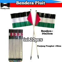 1Kodi (isi 20pcs) Bendera Tangan Palestina PLASTIK + Pluit / Bendera Palestine Plastik Dengan Tangka