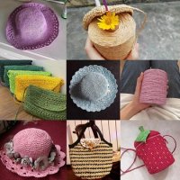 280 Meter Colorful Threads Natural Raffia Straw Yarn for Bag Handbag Cushion Basket Hat Knitting Material Crochet Yarn Handcraft