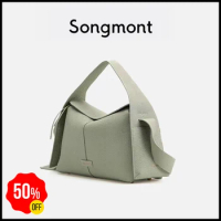 Original 2024 Songmont New Ear Hanging Series Eaves Bag New Cowhide Single Shoulder Small Square Bag, Hand-held Crossbody Bag