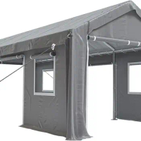 10'x20'Heavy Duty Carport Canopy Portable Garage 4 Roll-up Doors &amp; 4 Windows All-Season Tarp for Car Truck Boat Storage, Gray