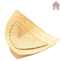 Piring Pincuk Bambu Natural D25 Segitiga Made in Indonesia untuk Resto & Cafe Konsep Traditional Kit