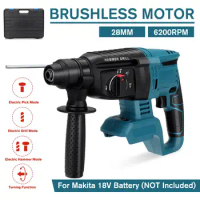 10000bpm rechargeable brushless cordless rotary hammer drill Impact Function electric Hammer impact drill For 18V Makita battery
