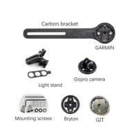 Full carbon fiber Garmin/bryton/cateye/igpsport Bicycle bike Computer support holder+GoPro Motion Camera Bracket+Lamp holder