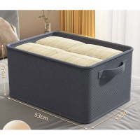 衣服收納箱 布藝收納 （55L-灰色【薄被子4條】進深53*寬33*高25） 