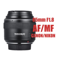 YONGNUO 85mm F1.8 Prime Lens AF/MF Medium Telephoto Full frame Lens for Canon Nikon DSLR Camera 7D 5D 80D D750 D850 D7100
