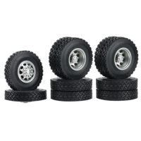 6PCS Metal Front &amp; Rear Rubber Tire Complete Set For 1/14 Tamiya RC Trailer Tractor Truck Car