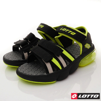 Lotto義大利運動鞋 Q彈輕氣墊涼鞋款2110黑螢光綠(中童段)櫻桃家