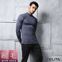 刷毛衣蓄熱保暖衫 長袖T恤 立領素T(灰色) TELITA 男內衣