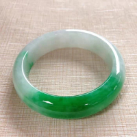 Jewelry Natural Original Ecological Pattern Jade Green Twotone Elegant Bangle