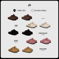 Dép Bánh Mì Nam Nữ Tăng Chiều Cao Parker Buckle Mule's Slip-On Cài Quai Chính Hãng August DP05