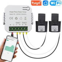 Tuya Smart Life Wifi Energy Meter 80A With 1/2 CT Clamp App Kwh Power Consump Monitor Electricity Statistics 90- 250VAC 50/60Hz