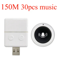 150M Wireless Doorbell 30pcs Music Waterproof Remote Controller USB Smart Door Bell Receiver Single Button Remote Control