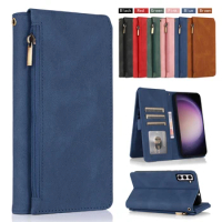 Flip Cover Leather Zip Pocket Vertical Bracket Wallet Phone Case For Samsung Galaxy A52 A52S A51 M40S A50 A30S A50S A42 M42 A41