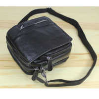 Fashion New 100% Genuine Leather Messenger Bags For Men Leisure Shoulder Sling Male Casual Small Crossbody Black M152