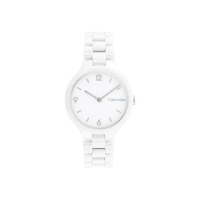 【Calvin Klein 凱文克萊】CK 時尚極簡女錶-簡約白面 白色陶瓷錶帶(25200076)