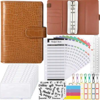 A6 Budget Binder Budget Planner,37Pc 6 Holes Ring Binder Notebook with Binder Covers,Budget Sheets,for Travel &amp; Diary,B
