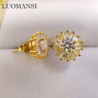 Luomansi 0.5CT 5MM super flash D color Moissanite earrings passed the diamond test 100%-S925 silver jewelry party birthday gift