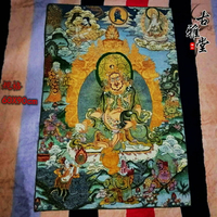 居家禮品 西藏藏傳佛教宗教用品 佛教財寶天王唐卡刺繡 絲綢刺繡1入