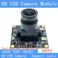 PU`Aimetis SONY IMX291 Star Level 30FPS Linux UVC 2MP USB Camera Module 3MP 3.6mm 1920*1080P Surveillance Camera Support Audio