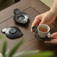 哲明 乾茂號鱖魚古錫杯托 日式手工純錫茶杯墊錫杯托茶托茶具配件