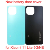 New Glass Lid Back Cover Battery Door Housing Rear Case with Adhesive for Xiaomi 11 Lite 5G/Mi 11 Lite 5G NE Mobile Replacement
