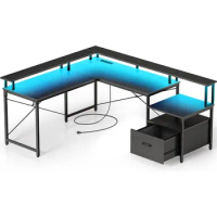 Computer Desk Computer Desk With File Drawer Gamer Table for Pc Black Room Desks Gaming Chair Reading Laptop Bed Bedroom Office