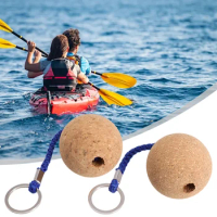 2x 50mm Floating Cork Ball Key Ring Sailing Boat Float Buoyant Rope Kayak For Boat Sailing Kayaking Surfing Gift