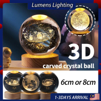 Lumens Galaxy Crystal Ball Light bedside lamp Night Light for Kids with Colorful LED Light Base Ligh