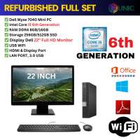 [ Refurbished ] Dell Wyse 7040 Mini PC Intel i5 6th Gen 8GB RAM 128GB SSD Monitor 22 inch  Refurbish