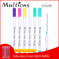 Disappearing Erasable Ink Fabric Marker Pen Cross Stitch Water Erasable Pen &amp; Sewing Ruler Gauge DIY Cross Stitch Sewing Tools