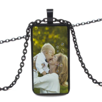 Private order Personality mother's necklace picture customization Baby Child Dad Brother Sisters Handmade Family photo rectangle