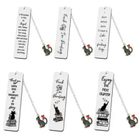 Cartoon Metal Bookmark Stainless Steel Letter Bookmarks for Books Long Chain Cat Pendant School Supplies Student Stationery Girl
